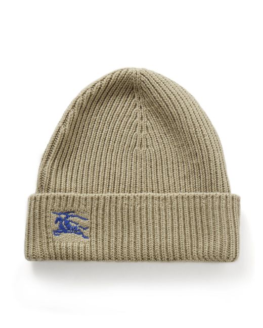 Burberry Logo-Embroidered Ribbed Cashmere Beanie