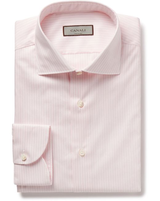 Canali Slim-Fit Cutaway-Collar Striped Cotton-Twill Shirt
