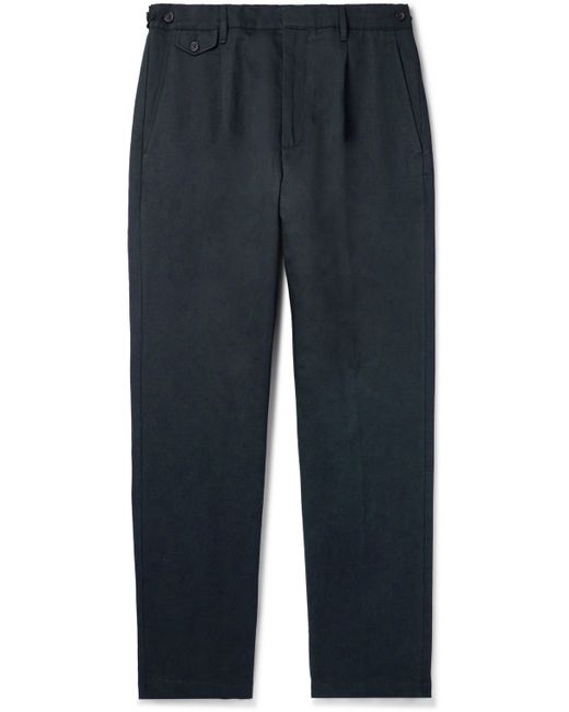 Dunhill Straight-Leg Pleated Cotton and Linen-Blend Twill Trousers