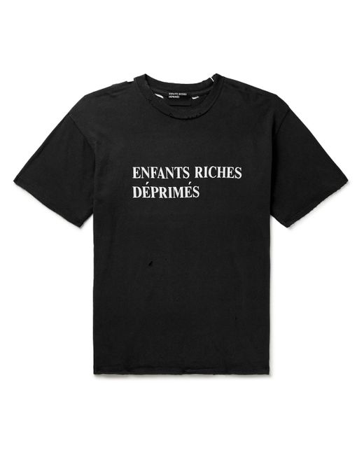 Enfants Riches Deprimes Distressed Logo-Printed Cotton-Jersey T-Shirt