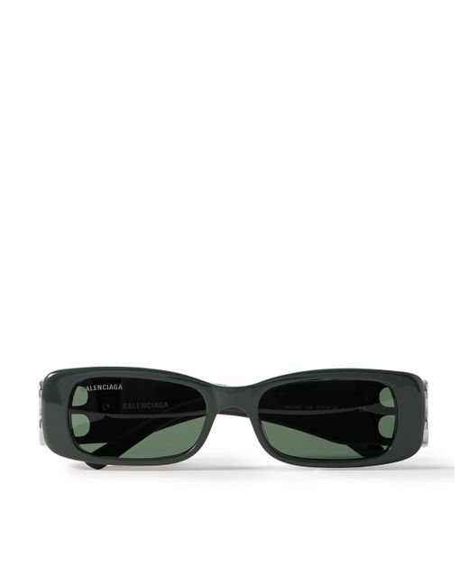 Balenciaga Dynasty Rectangular-Frame Acetate and Silver-Tone Sunglasses