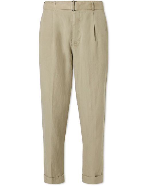 Officine Generale Hugo Straight-Leg Belted Lyocell Linen and Cotton-Blend Suit Trousers