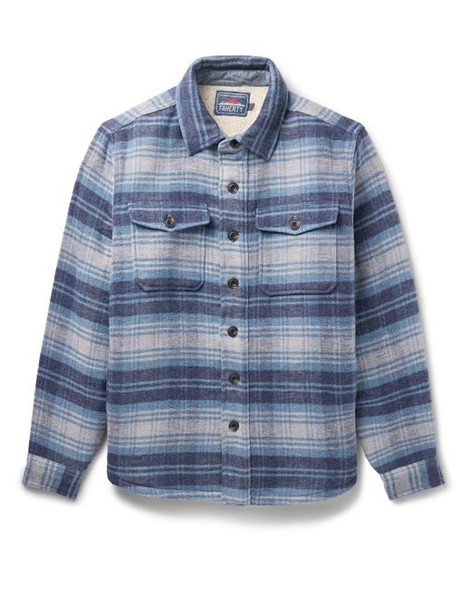 Faherty CPO Fleece-Lined Checked Cotton and Wool-Blend Overshirt