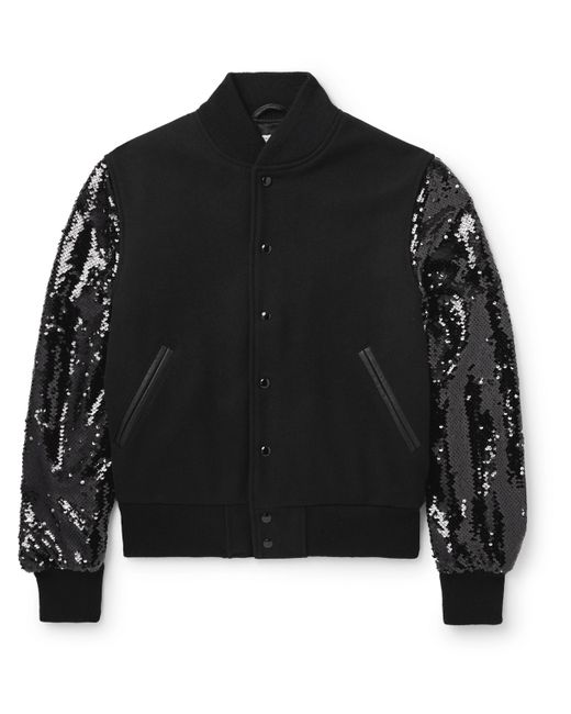 Golden Bear The Albany Sequin-Embellished Wool-Blend and Leather Bomber Jacket