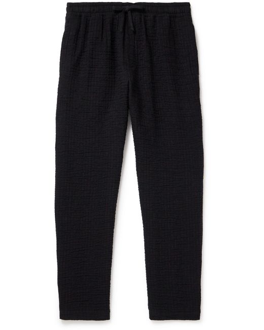 Ymc Alva Tapered Crinkled Stretch-Cotton and Wool-Blend Drawstring Trousers