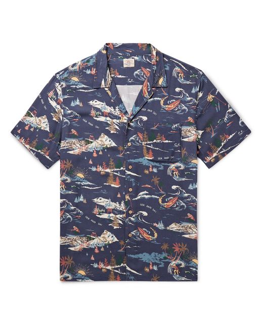 Faherty Camp-Collar Printed Jersey Shirt