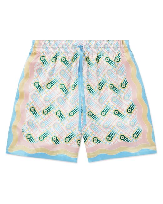 Casablanca Ping Pong Straight-Leg Printed Silk Shorts