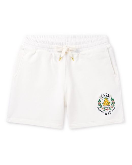 Casablanca Casa Way Straight-Leg Logo-Embroidered Cotton-Jersey Drawstring Shorts