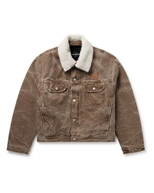 Acne Studios Orsan Fleece-Trimmed Padded Distressed Cotton-Canvas Jacket