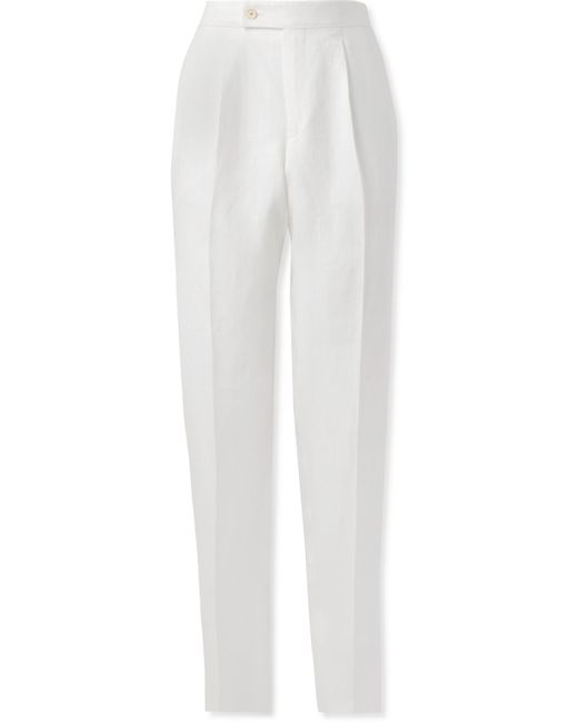 Caruso Straight-Leg Pleated Linen Trousers