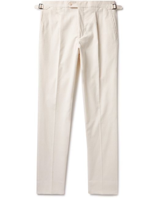 Saman Amel Straight-Leg Pleated Cotton-Corduroy Trousers