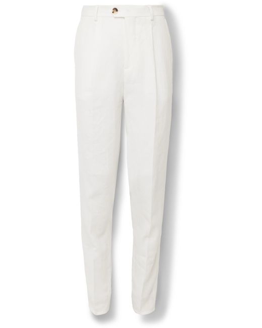 Brunello Cucinelli Slim-Fit Pleated Linen Trousers