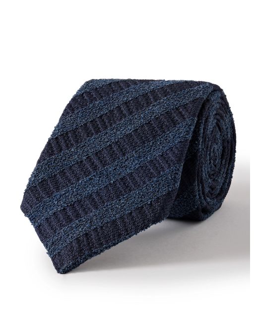 Canali 8cm Striped Silk-Blend Bouclé Tie