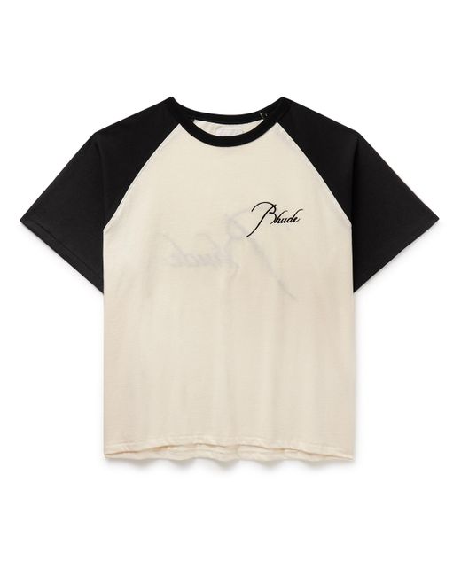 Rhude Logo-Embroidered Colour-Block Cotton-Jersey T-Shirt