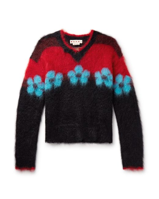 Marni Intarsia Brushed Mohair-Blend Sweater