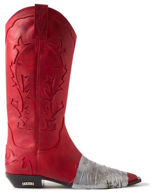 Enfants Riches Deprimes Embellished Panelled Leather Cowboy Boots