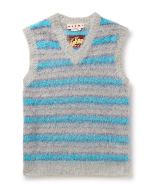 Marni Brushed Striped Mohair-Blend Sweater Vest
