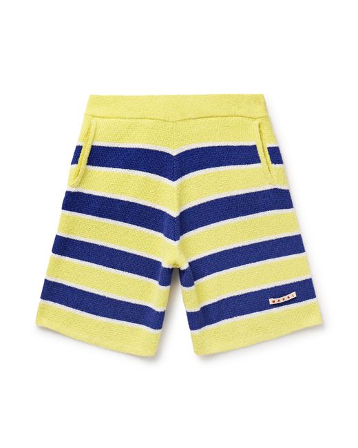 Marni Straight-Leg Logo-Appliqued Striped Cotton-Blend Terry Shorts