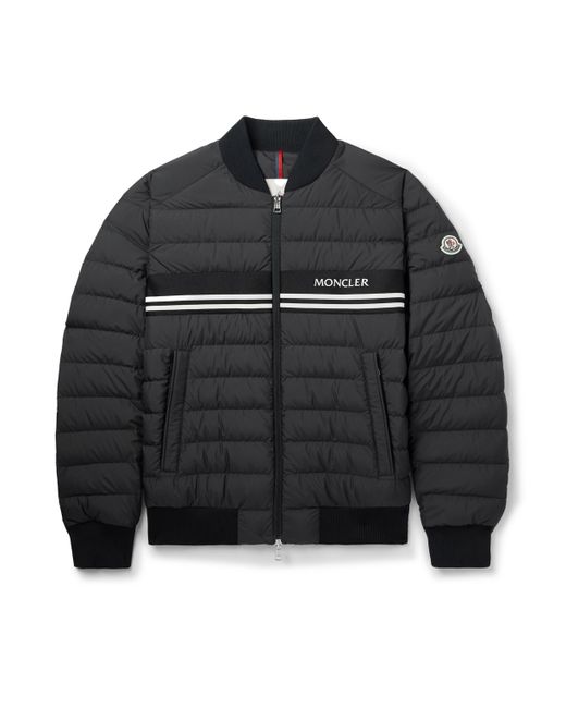 Moncler Striped Quilted Shell Down Bomber Jacket