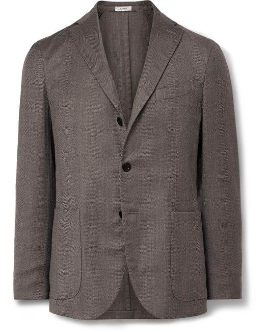 Boglioli K-Jacket Unstructured Herringbone Virgin Wool-Blend Blazer