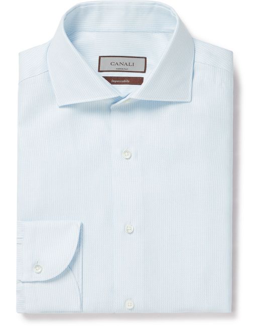 Canali Cotton and Linen-Blend Jacquard Shirt