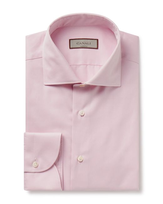 Canali Slim-Fit Cutaway-Collar Cotton-Twill Shirt