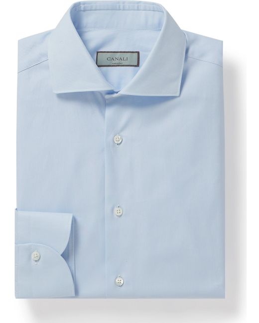 Canali Cutaway-Collar Cotton-Twill Shirt