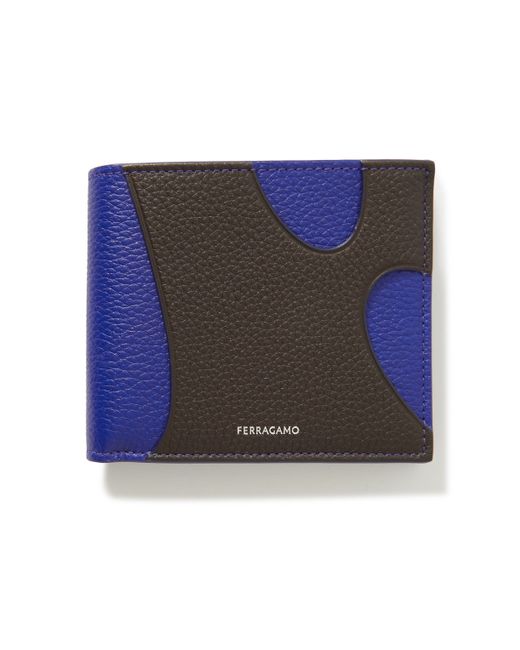 Ferragamo Logo-Print Paneled Full-Grain Leather Billfold Wallet