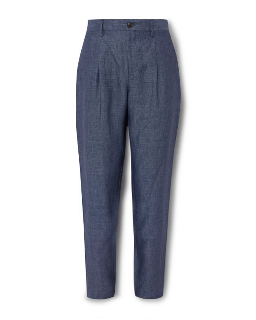 Canali Slim-Fit Pleated Slub Linen Trousers