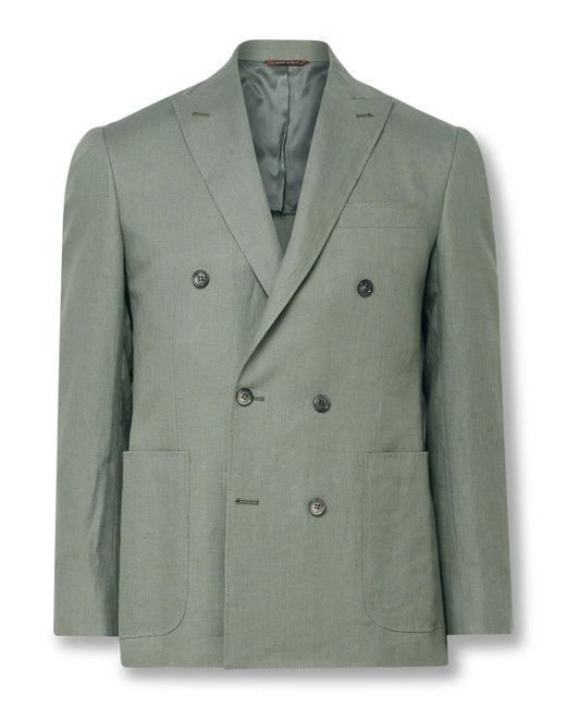 Canali Kei Slim-Fit Double-Breasted Linen Suit Jacket