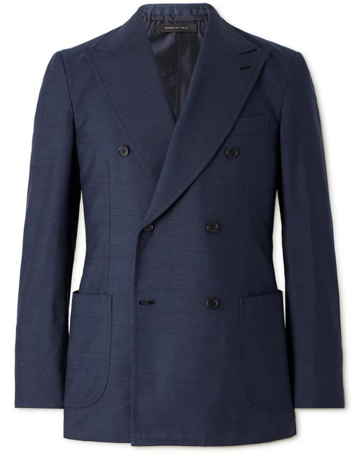 Brioni Amalfi Double-Breasted Silk-Dupioni Suit Jacket
