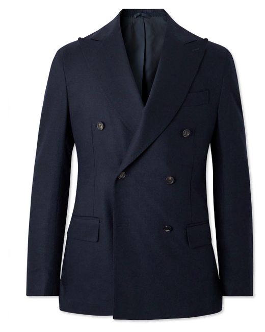 De Petrillo Double-Breasted Wool-Blend Flannel Suit Jacket
