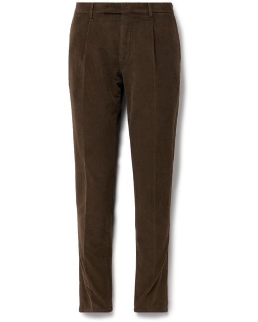 Boglioli Slim-Fit Pleated Garment-Dyed Cotton-Blend Corduroy Suit Trousers