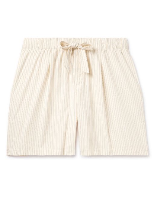 Tekla Birkenstock Straight-Leg Pleated Striped Organic Cotton-Poplin Pyjama Shorts