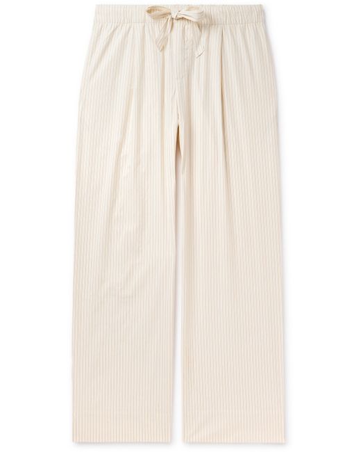 Tekla Birkenstock Straight-Leg Pleated Striped Organic Cotton-Poplin Pyjama Bottom