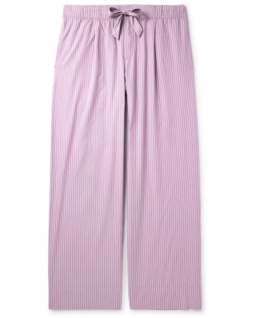 Tekla Birkenstock Straight-Leg Pleated Striped Organic Cotton-Poplin Pyjama Bottom
