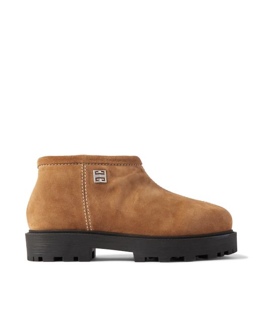 Givenchy Shearling-Lined Logo-Embellished Suede Boots