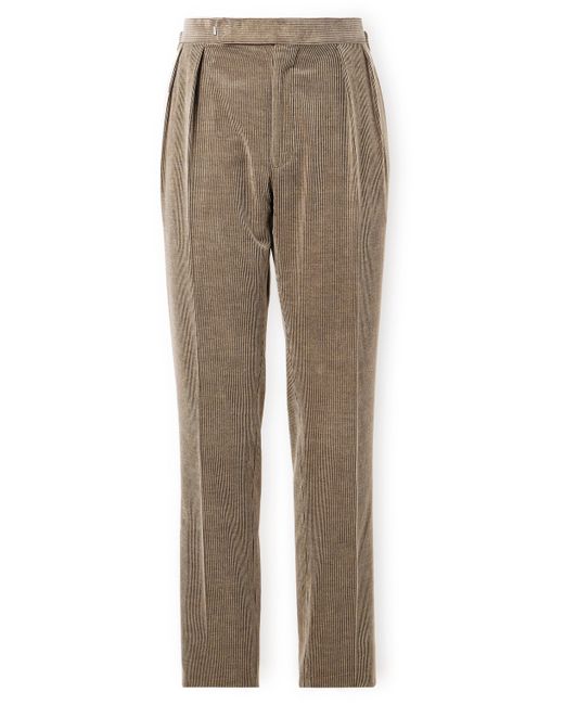 Ralph Lauren Purple Label Gregory Straight-Leg Pleated Cotton and Cashmere-Blend Corduroy Trousers UK/US 30
