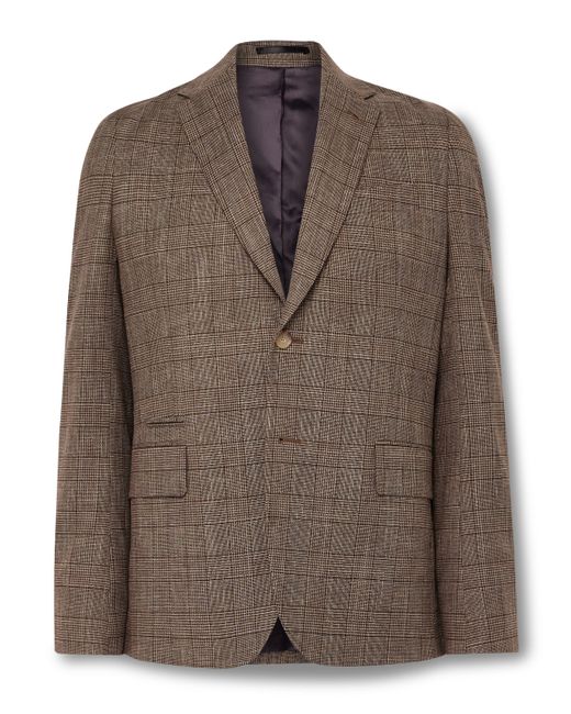 Paul Smith Slim-Fit Prince of Wales Checked Wool Cotton and Linen-Blend Blazer UK/US 36