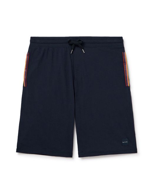 Paul Smith Straight-Leg Grosgrain-Trimmed Cotton-Jersey Drawstring Shorts