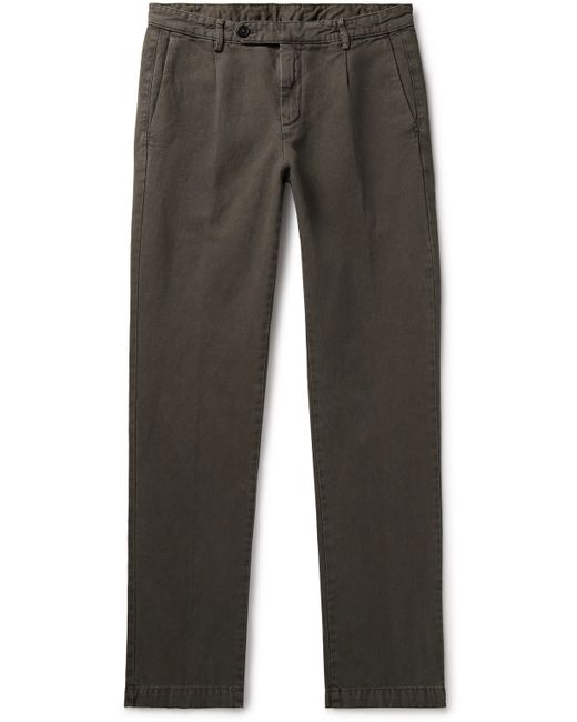 Massimo Alba Ionio2 Straight-Leg Pleated Cotton and Hemp-Blend Gabardine Trousers