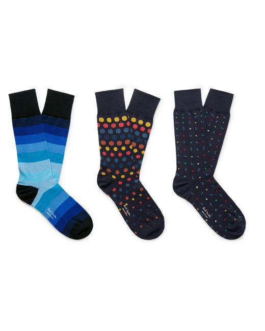 Paul Smith Three-Pack Jacquard-Knit Cotton-Blend Socks