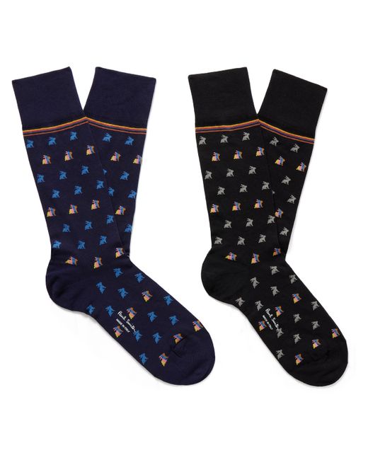 Paul Smith Cole Two-Pack Jacquard-Knit Cotton-Blend Socks