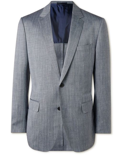 Dunhill Wool Cashmere Silk and Linen-Blend Herringbone Suit Jacket
