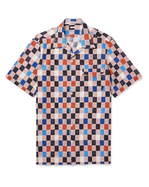 Massimo Alba Venice Camp-Collar Checked Cotton-Voile Shirt