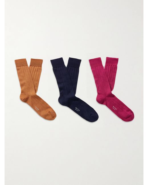 Paul Smith Three-Pack Ribbed Cotton-Blend Socks
