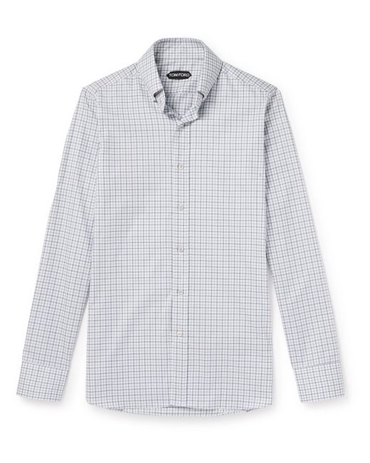 Tom Ford Slim-Fit Button-Down Collar Checked Cotton Shirt