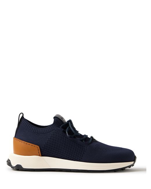 Tod's Calzino Leather-Trimmed Stretch-Knit Sneakers