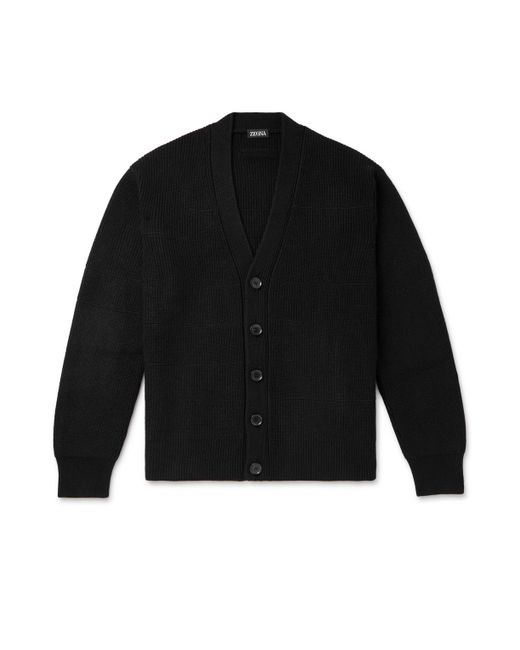 Z Zegna Ribbed Oasi Cashmere and Cotton-Blend Cardigan