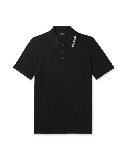 Balmain Logo-Embroidered Cotton-Piqué Polo Shirt